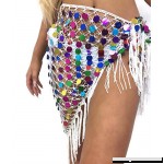 Cresay Women Crochet Beach Cover up Skirt Fishnet Sarong Wrap with Sequin White B07FPFM8XT